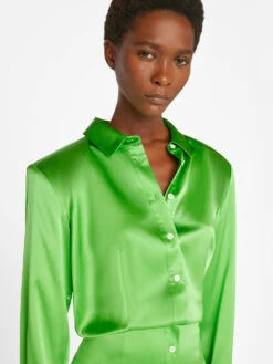 Strong Shoulder Mini Dress -- Bright Peridot -Elegant Wear Store LWWD2708 BRIGHT PERIDOT FRSU23EC WOMENS DAY 04 0581HR