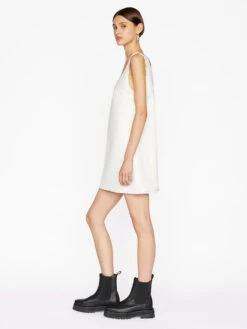 Micro Flare Denim Dress -- Ecru -Elegant Wear Store MFDDR728 ECRU 0355 1