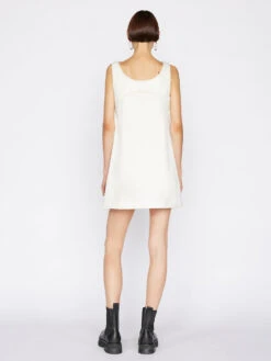 Micro Flare Denim Dress -- Ecru -Elegant Wear Store MFDDR728 ECRU 0358 1