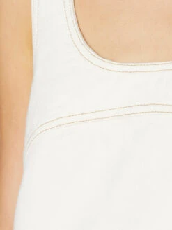 Micro Flare Denim Dress -- Ecru -Elegant Wear Store MFDDR728 ECRU 0367 1