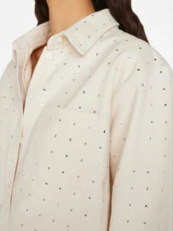 Oversized Rhinestone Shirt -- Bone -Elegant Wear Store ORST728 BONE FRSU23EC II WOMENS DAY 02 0206HR