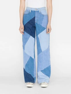 Patchwork Le High 'N' Tight Wide Leg -- Blue Compilation