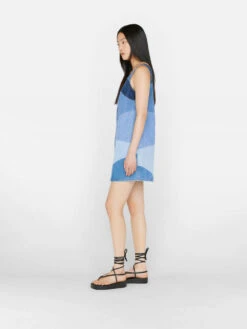Patchwork Micro Flare Denim Dress -- Blue Compilation -Elegant Wear Store PMFDDR727 BLUE COMPILATION FRSU23EC II WOMENS DAY 01 0149HR