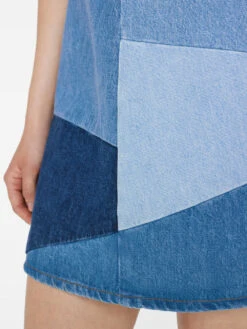 Patchwork Micro Flare Denim Dress -- Blue Compilation -Elegant Wear Store PMFDDR727 BLUE COMPILATION FRSU23EC II WOMENS DAY 01 0164HR