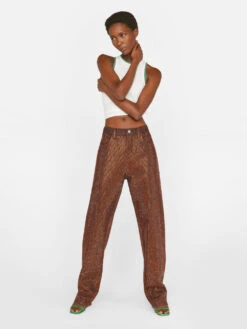 Crystal Slouchy Straight Leg Jean -- Chocolate Brown -Elegant Wear Store SSSTL728 CHOCOLATE BROWN FRSU23EC WOMENS DAY 05 0903HR