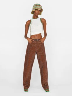 Crystal Slouchy Straight Leg Jean -- Chocolate Brown -Elegant Wear Store SSSTL728 CHOCOLATE BROWN FRSU23EC WOMENS DAY 05 0907HR