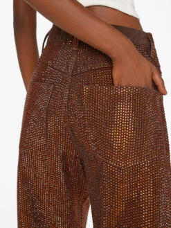 Crystal Slouchy Straight Leg Jean -- Chocolate Brown -Elegant Wear Store SSSTL728 CHOCOLATE BROWN FRSU23EC WOMENS DAY 05 0924HR