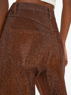 Crystal Slouchy Straight Leg Jean -- Chocolate Brown -Elegant Wear Store SSSTL728 CHOCOLATE BROWN FRSU23EC WOMENS DAY 05 0926HR