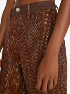 Crystal Slouchy Straight Leg Jean -- Chocolate Brown -Elegant Wear Store SSSTL728 CHOCOLATE BROWN FRSU23EC WOMENS DAY 05 0927HR