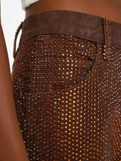 Crystal Slouchy Straight Leg Jean -- Chocolate Brown -Elegant Wear Store SSSTL728 CHOCOLATE BROWN FRSU23EC WOMENS DAY 05 0928HR