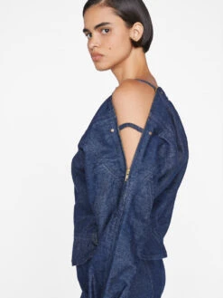 Slouchy Zip Up Jacket -- Rinse -Elegant Wear Store WF23DJA005 RINSE 1305